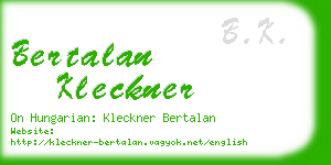bertalan kleckner business card